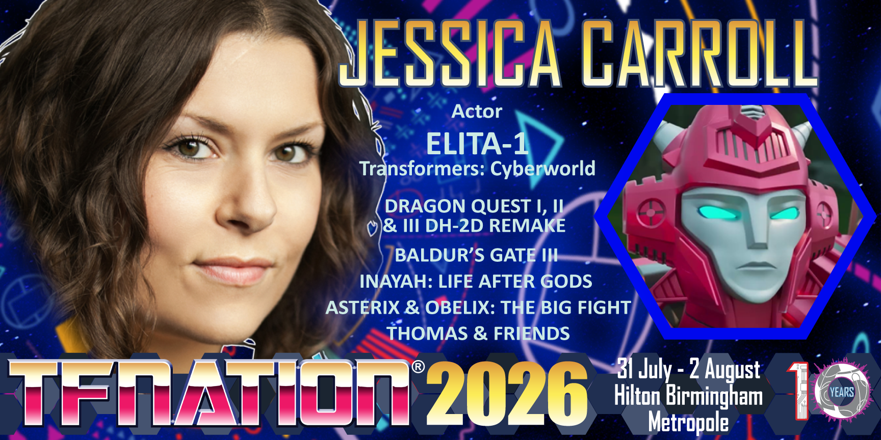 A banner announcing Jessica Carroll will be appearing at TFNation 2026
